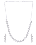 VOJ Silver Plated Stones Studded minimal Designed Jewellery Set