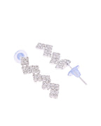 VOJ Silver Plated Stones Studded minimal Designed Jewellery Set