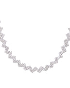 VOJ Silver Plated Stones Studded minimal Designed Jewellery Set
