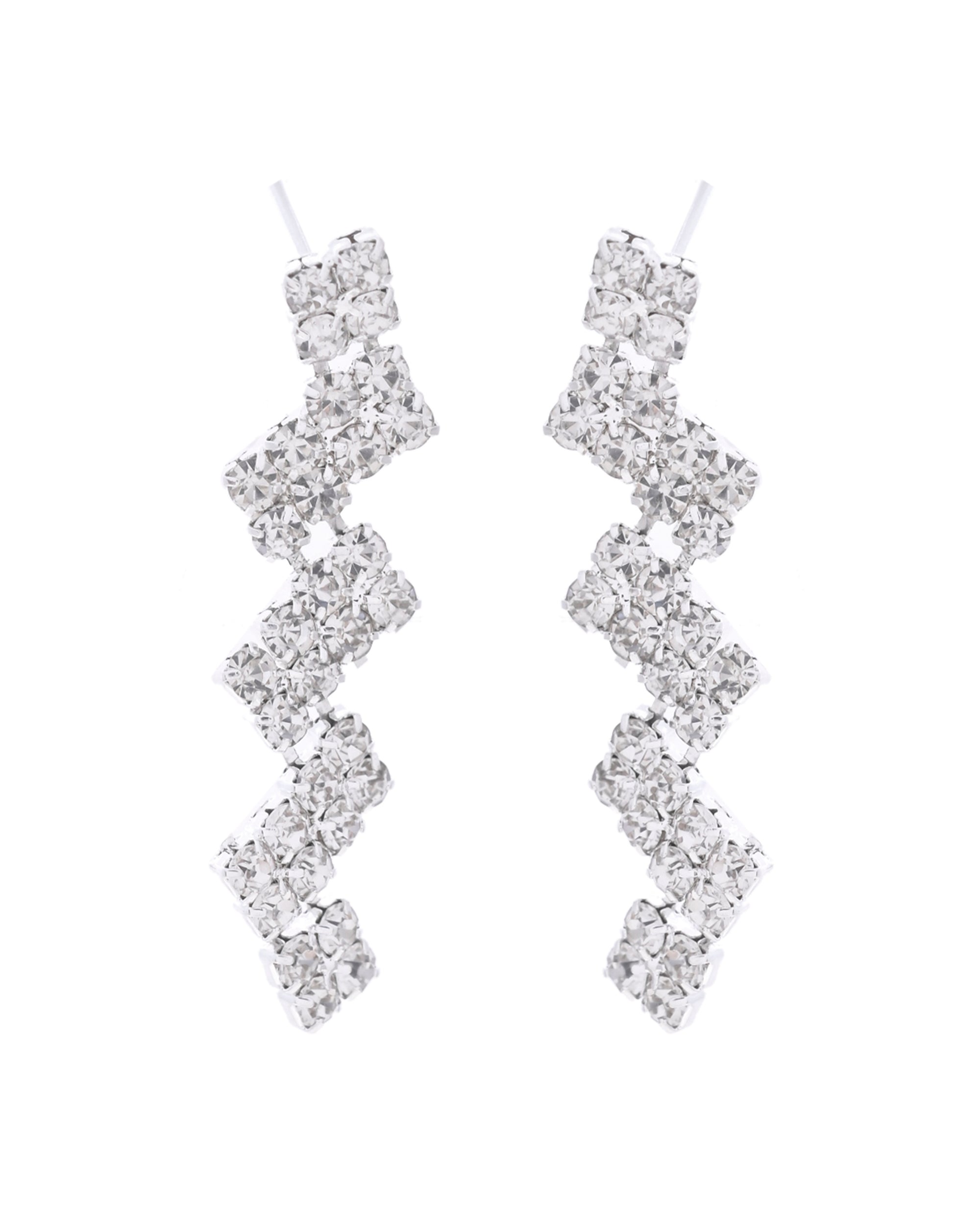 VOJ Silver Plated Stones Studded minimal Designed Jewellery Set