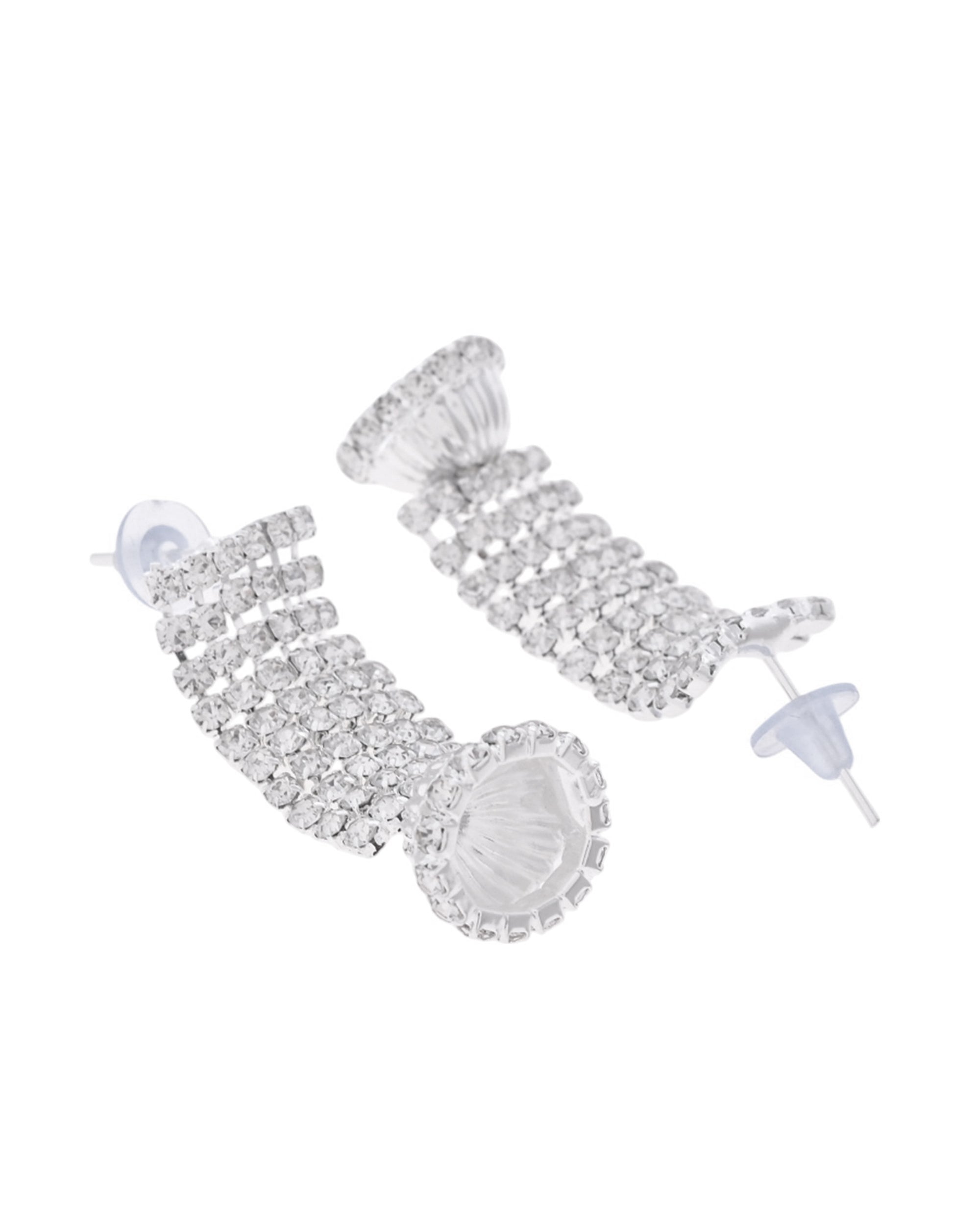 VOJ Silver-Plated Artificial Stones Studded Choker Jewellery Set