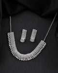 VOJ Silver-Plated Artificial Stones Studded Choker Jewellery Set