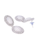 VOJ Silver-Plated Stones Studded Oval Shaped Jewellery Set