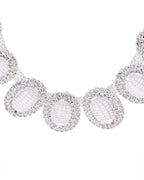 VOJ Silver-Plated Stones Studded Oval Shaped Jewellery Set