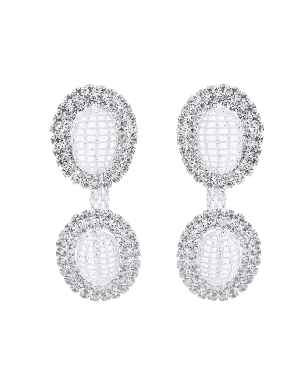 VOJ Silver-Plated Stones Studded Oval Shaped Jewellery Set