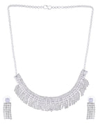 VOJ Silver-Plated Stones Studded Jewellery Set