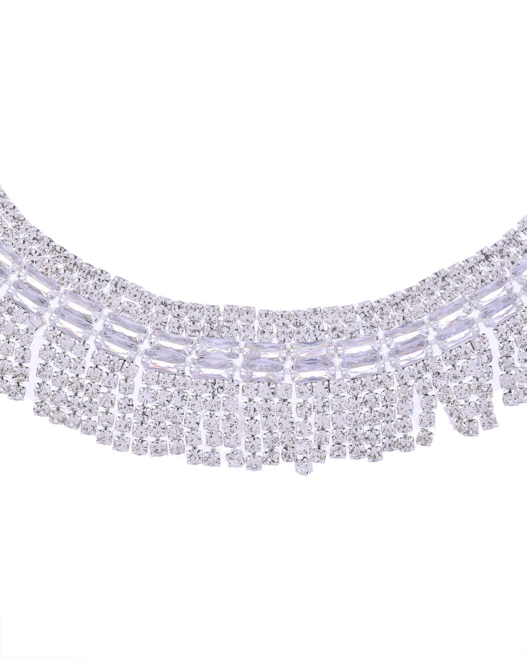 VOJ Silver-Plated Stones Studded Jewellery Set