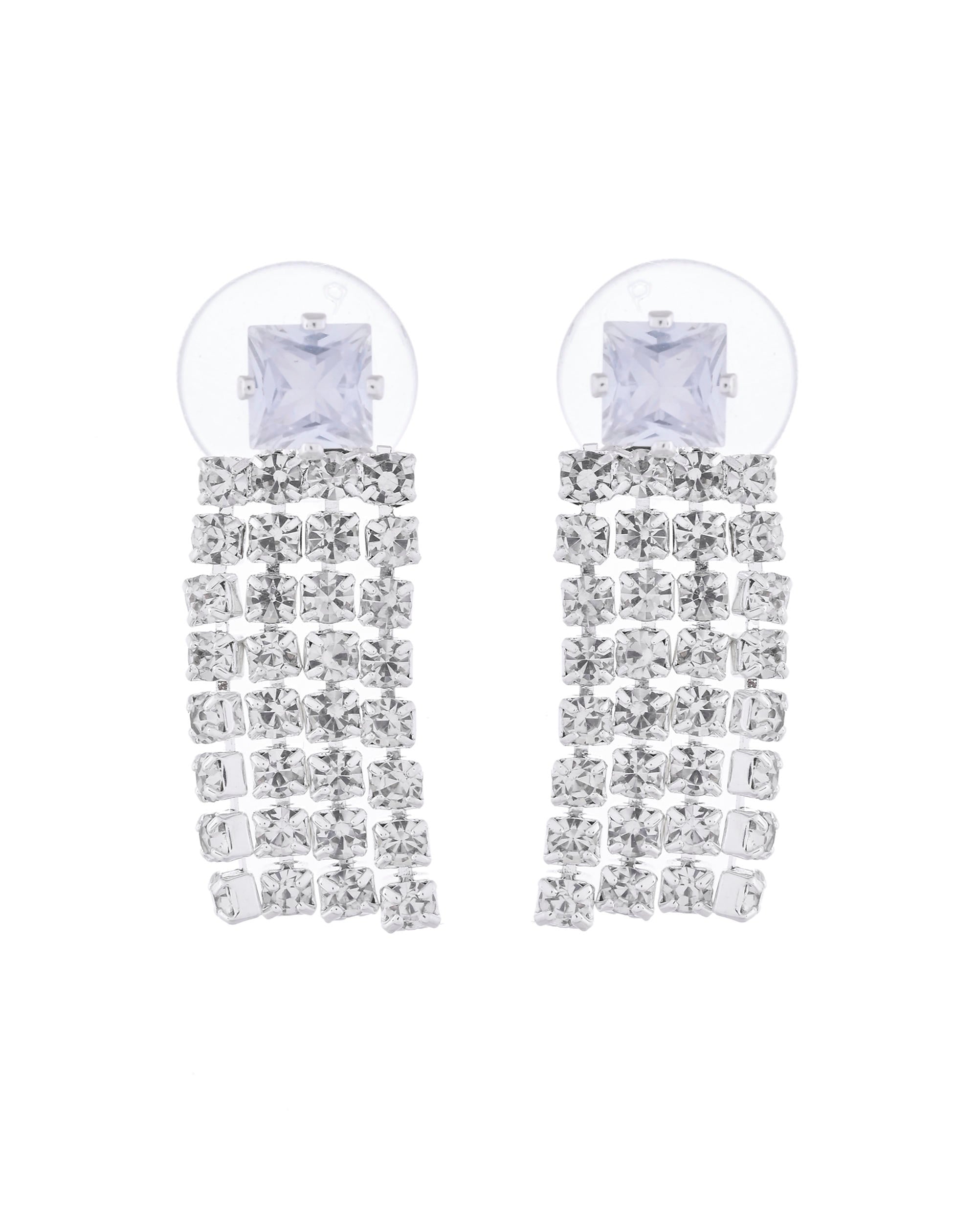 VOJ Silver-Plated Stones Studded Jewellery Set