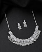 VOJ Silver-Plated Stones Studded Jewellery Set
