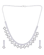 VOJ Silver-Plated Stones Studded Geomatrical Jewellery Set