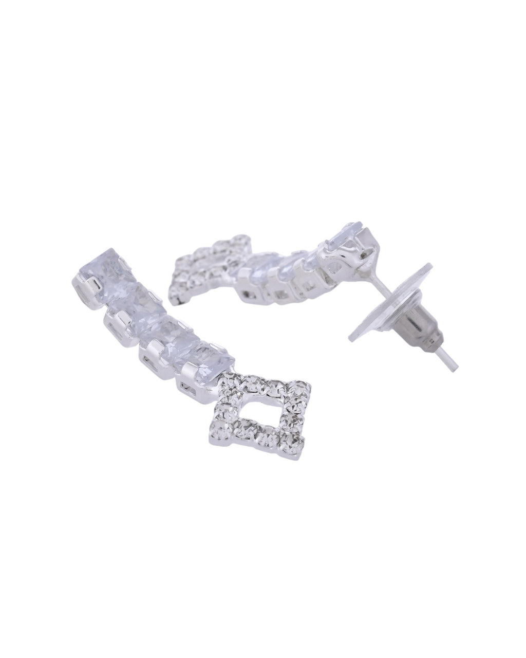 VOJ Silver-Plated Stones Studded Geomatrical Jewellery Set