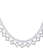 VOJ Silver-Plated Stones Studded Geomatrical Jewellery Set