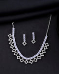 VOJ Silver-Plated Stones Studded Geomatrical Jewellery Set