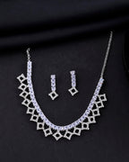 VOJ Silver-Plated Stones Studded Geomatrical Jewellery Set