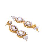 VOJ Gold-Polished Kundan Stones Studded Jewellery Set With Maang Tikka