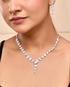 VOJ Silver Plated Artifical Stone Studded Necklace Set