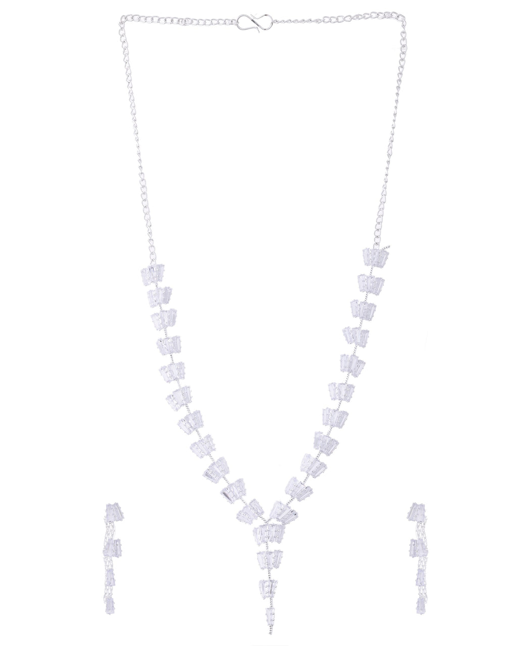 VOJ Silver Plated Artifical Stone Studded Necklace Set
