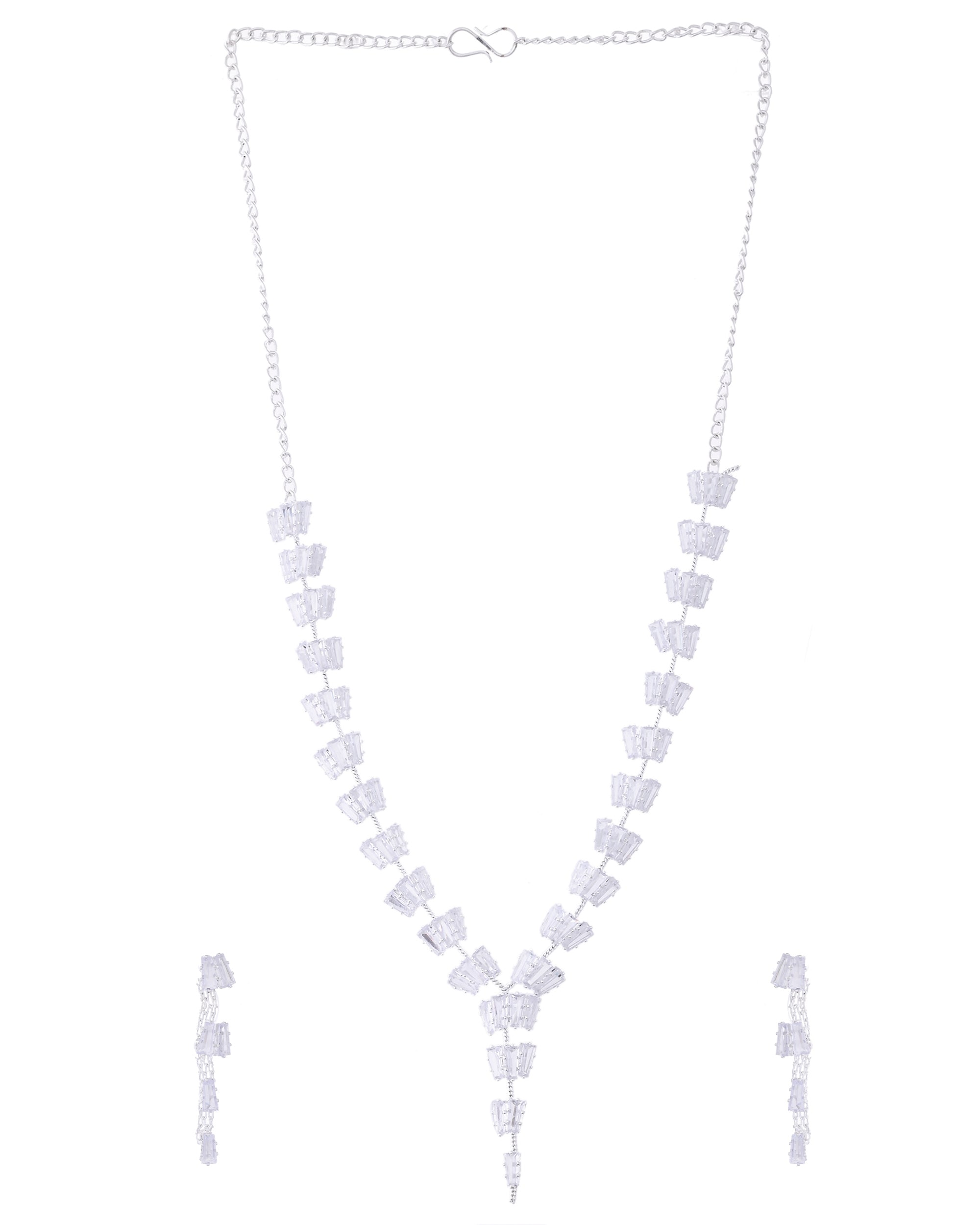 VOJ Silver Plated Artifical Stone Studded Necklace Set