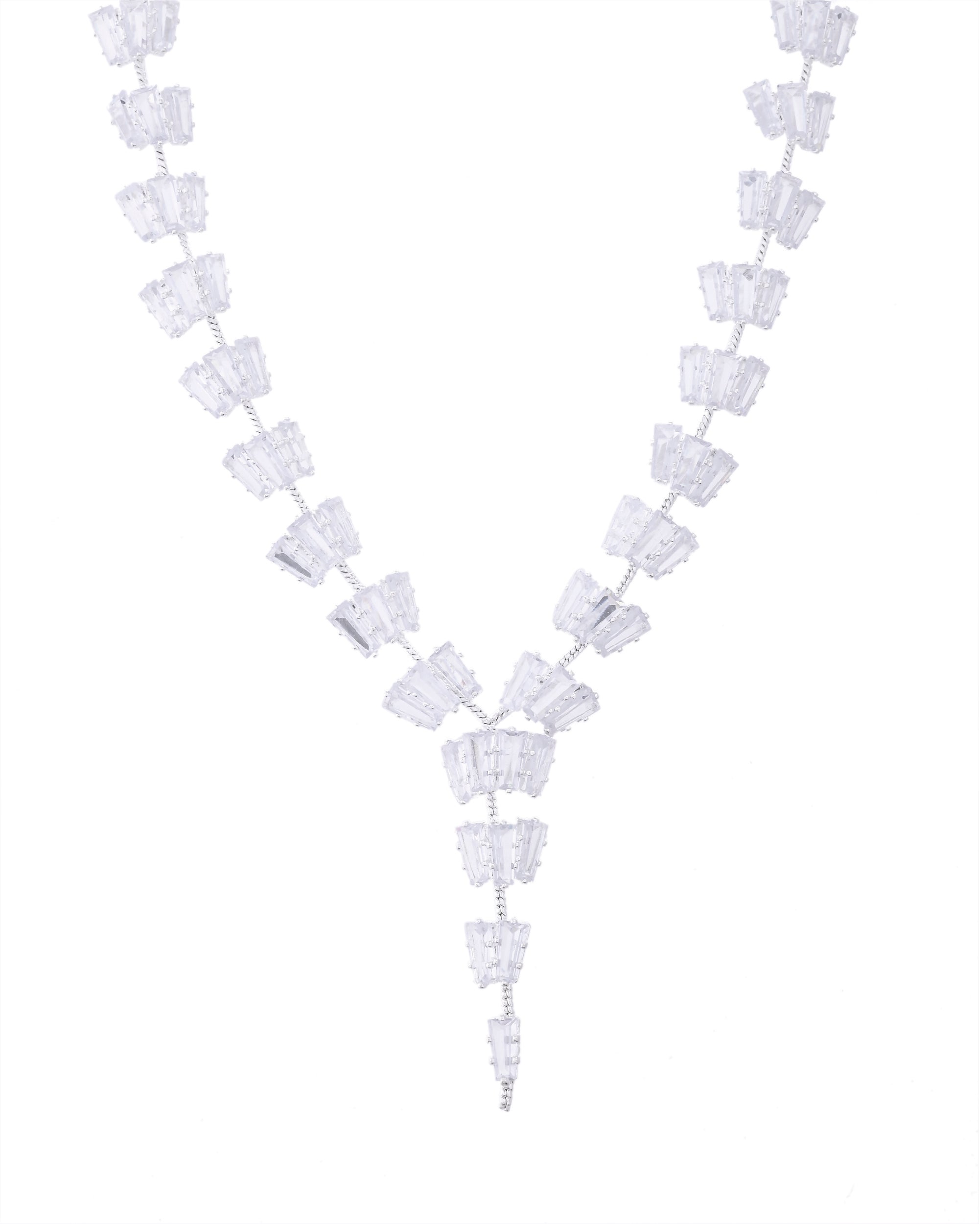 VOJ Silver Plated Artifical Stone Studded Necklace Set