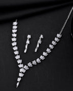 VOJ Silver Plated Artifical Stone Studded Necklace Set