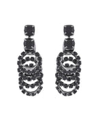 VOJ Black Circular Stone Studded Jewellery Set