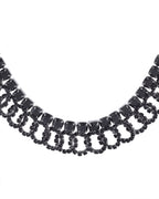 VOJ Black Circular Stone Studded Jewellery Set