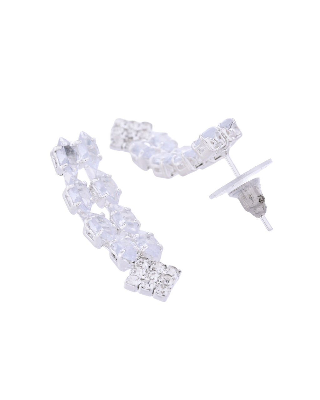 VOJ Silver Plated CZ Stones Studded Necklace Set