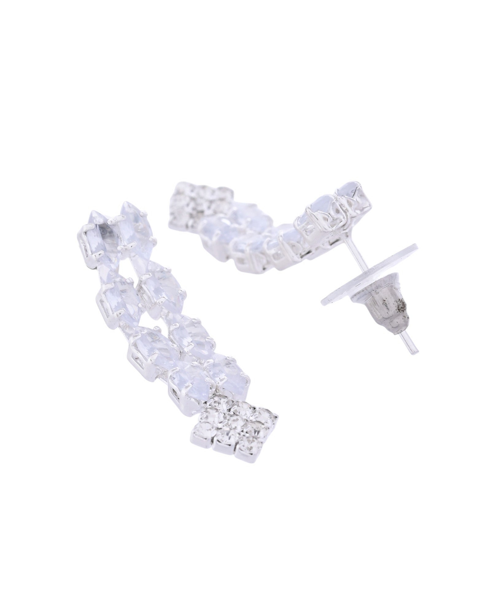 VOJ Silver Plated CZ Stones Studded Necklace Set