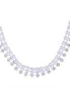 VOJ Silver Plated CZ Stones Studded Necklace Set