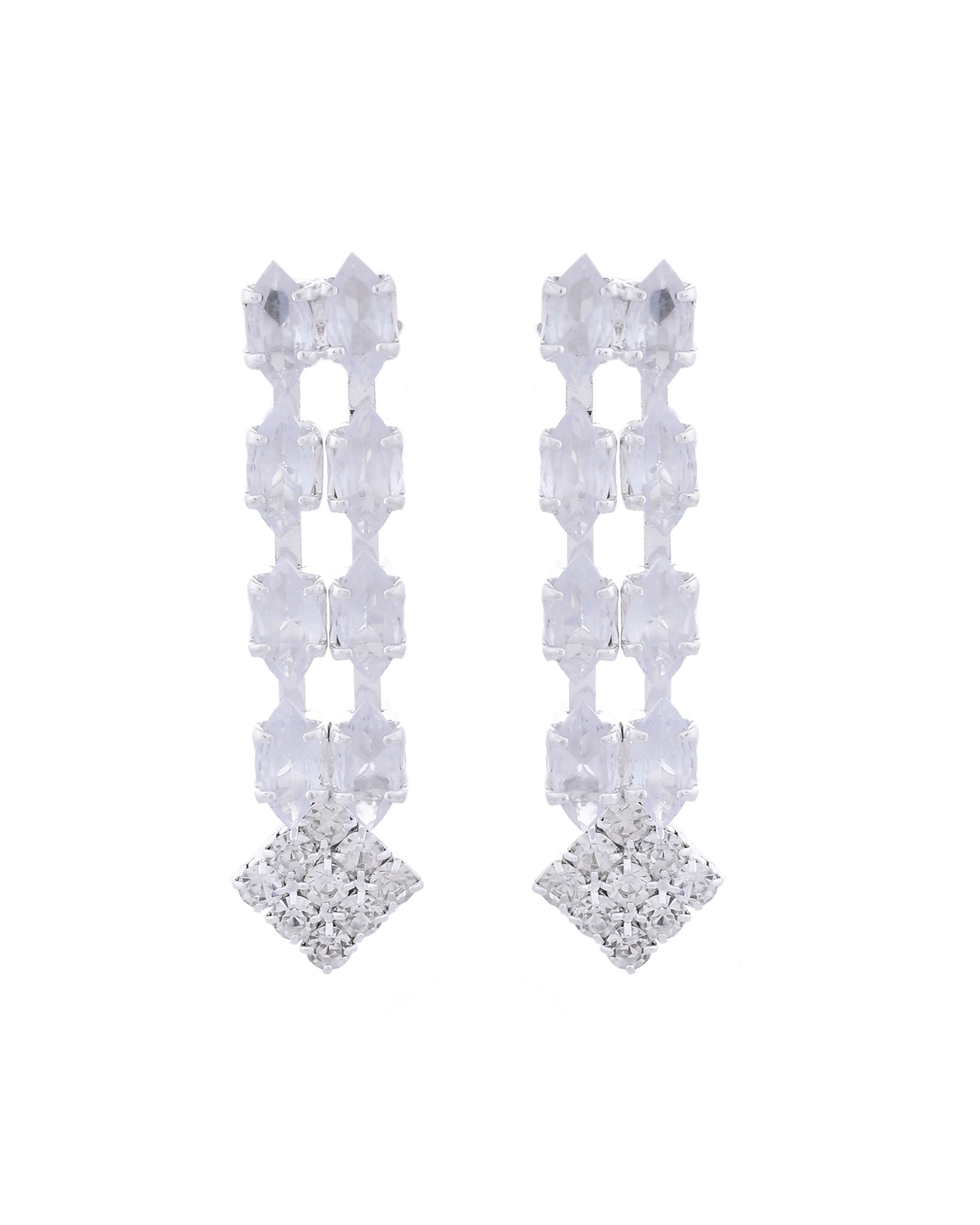 VOJ Silver Plated CZ Stones Studded Necklace Set