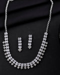 VOJ Silver Plated CZ Stones Studded Necklace Set