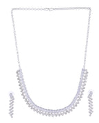 VOJ Silver Plated CZ And Artifical Stones Studded Necklace Set