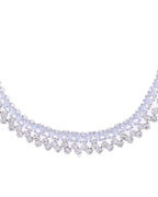 VOJ Silver Plated CZ And Artifical Stones Studded Necklace Set