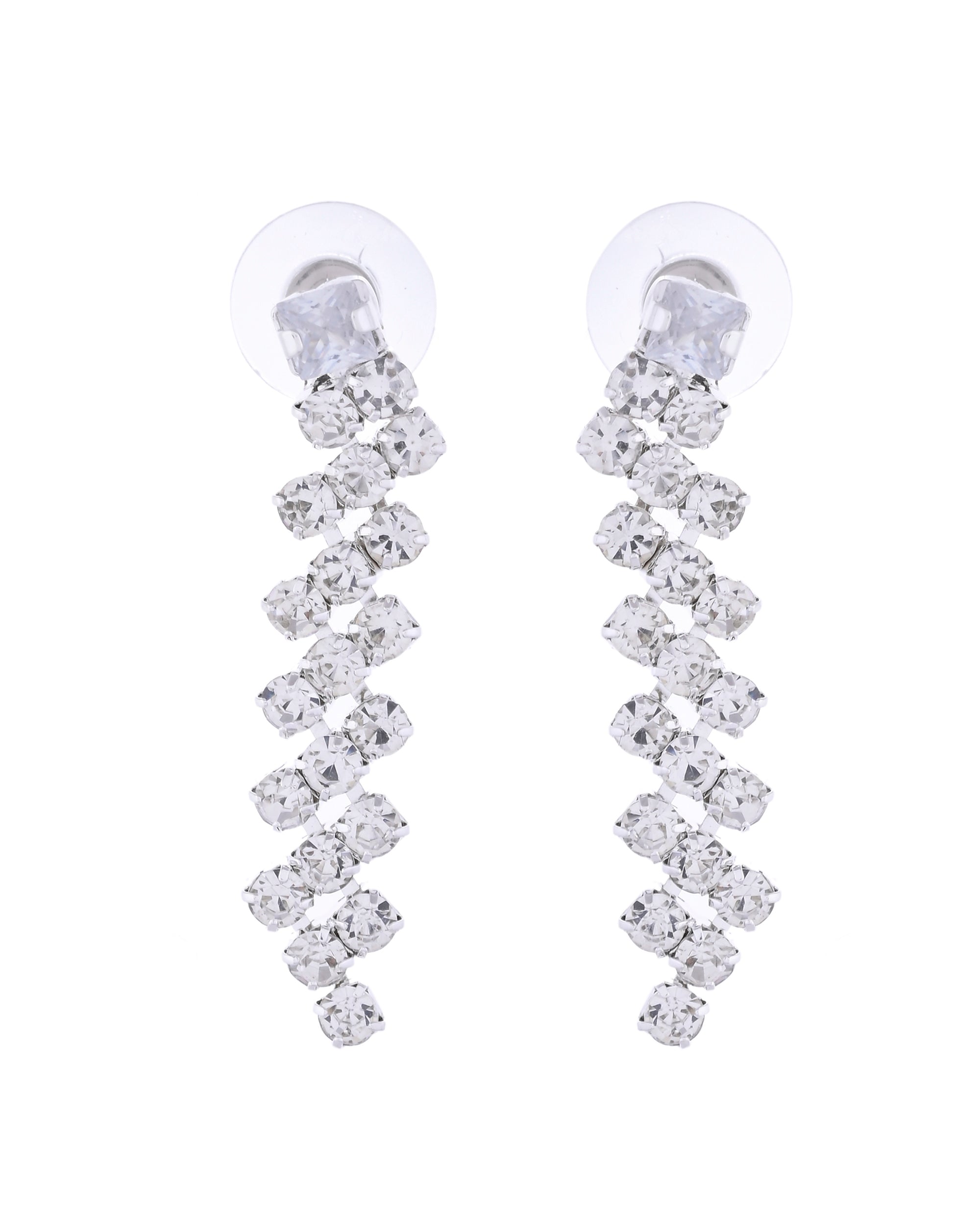 VOJ Silver Plated CZ And Artifical Stones Studded Necklace Set