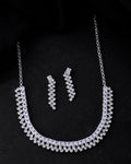 VOJ Silver Plated CZ And Artifical Stones Studded Necklace Set