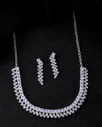 VOJ Silver Plated CZ And Artifical Stones Studded Necklace Set