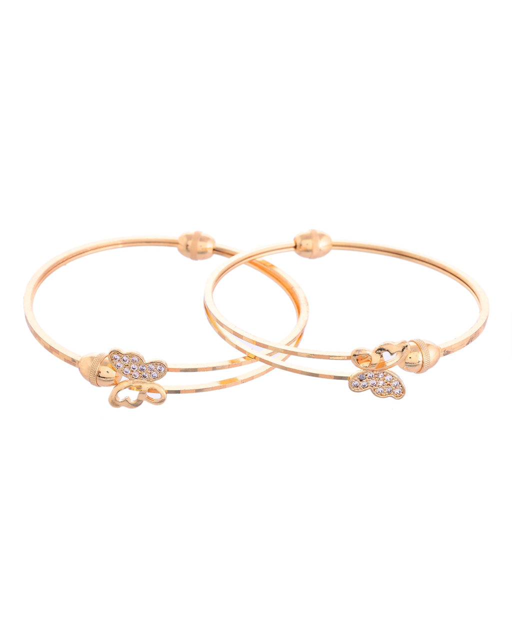 VOJ Set of 2 Gold-Polished AD Stones Butterfly Shaped Elegent Bangles - Distacart