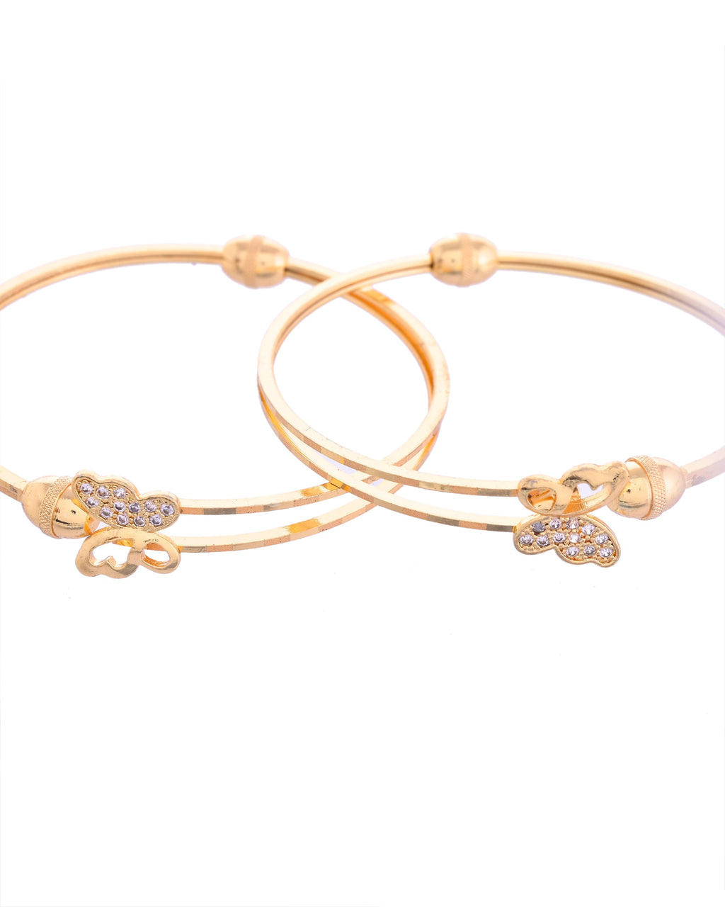VOJ Set of 2 Gold-Polished AD Stones Butterfly Shaped Elegent Bangles - Distacart