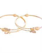 VOJ Set of 2 Gold-Polished AD Stones Butterfly Shaped Elegent Bangles - Distacart