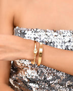 VOJ Set of 2 Gold-Polished Tear Drop Shaped Bangles - Distacart
