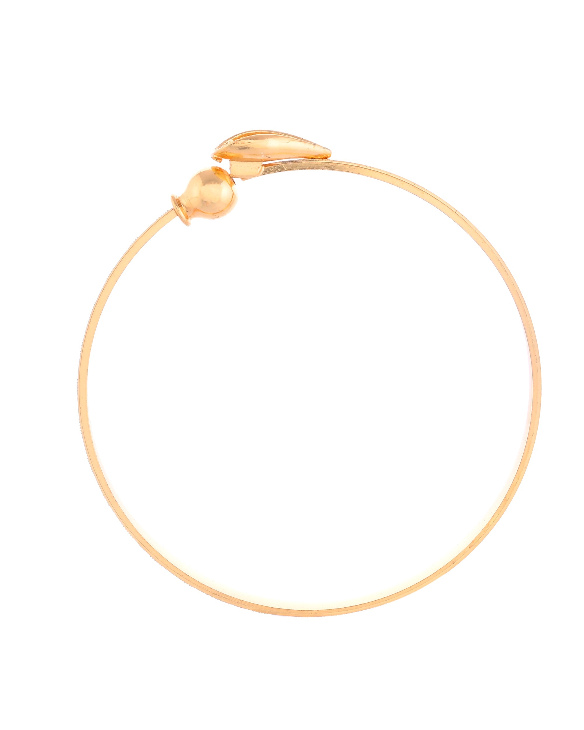 VOJ Set of 2 Gold-Polished Tear Drop Shaped Bangles - Distacart