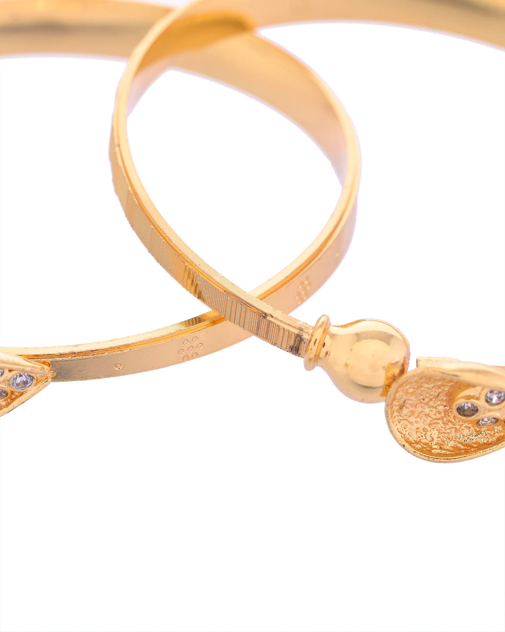 VOJ Set of 2 Gold-Polished Tear Drop Shaped Bangles - Distacart