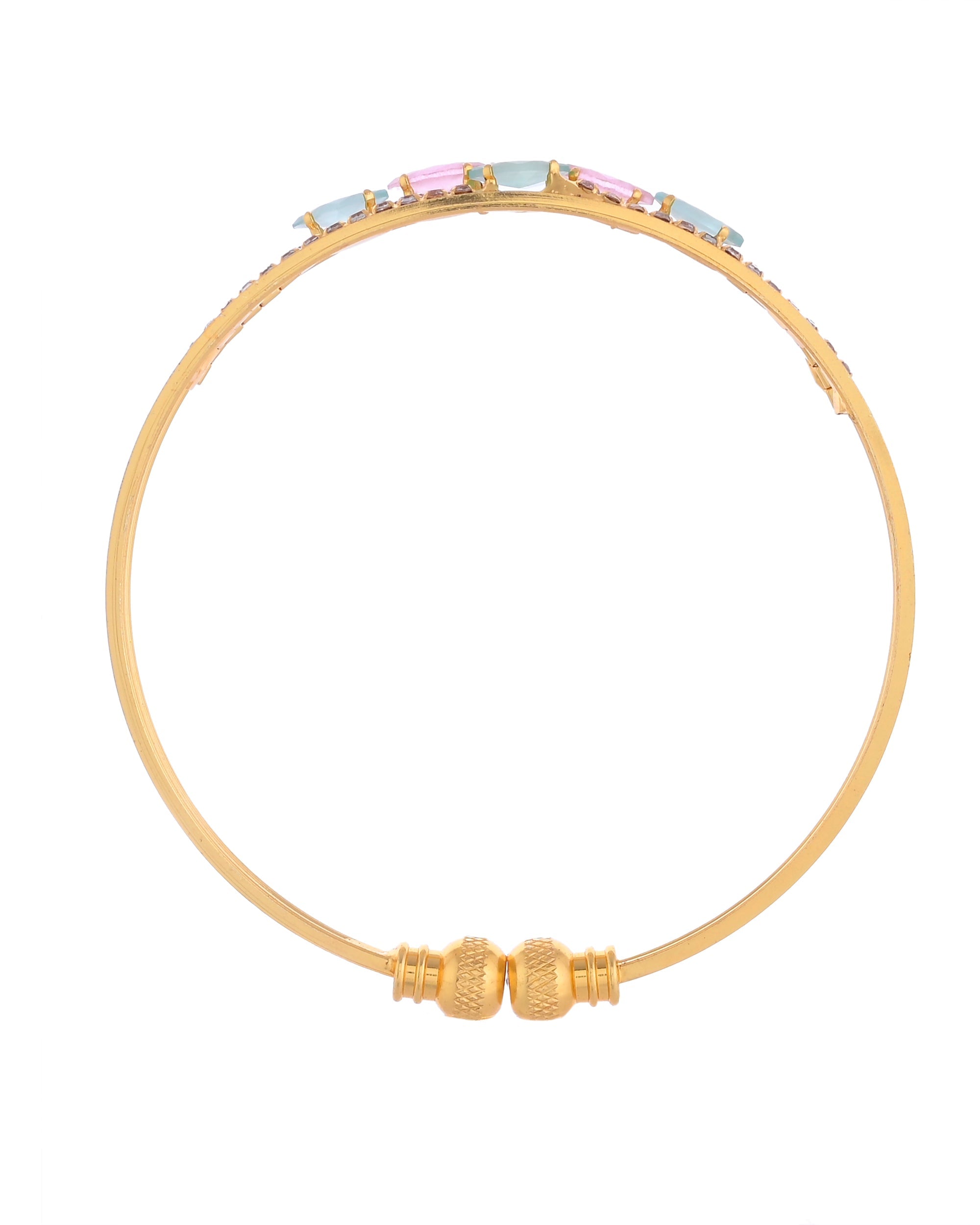 VOJ Set of 2 Gold-Polished Multi Colour Stones Bangles - Distacart