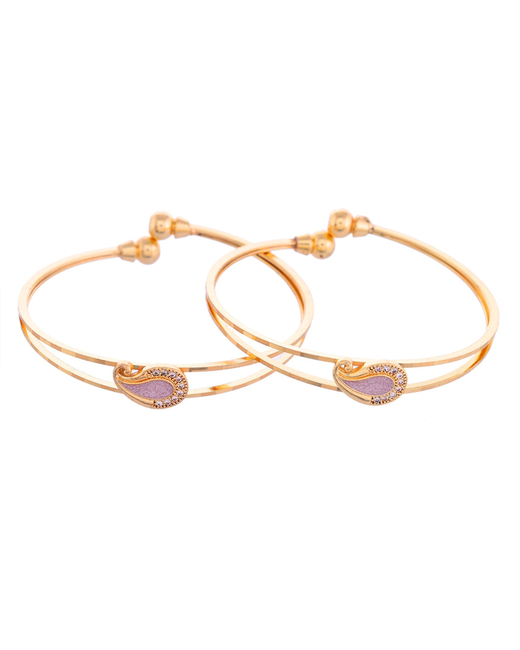 VOJ Set of 2 Gold-Polished AD Stone Studded Classic Bangles - Distacart