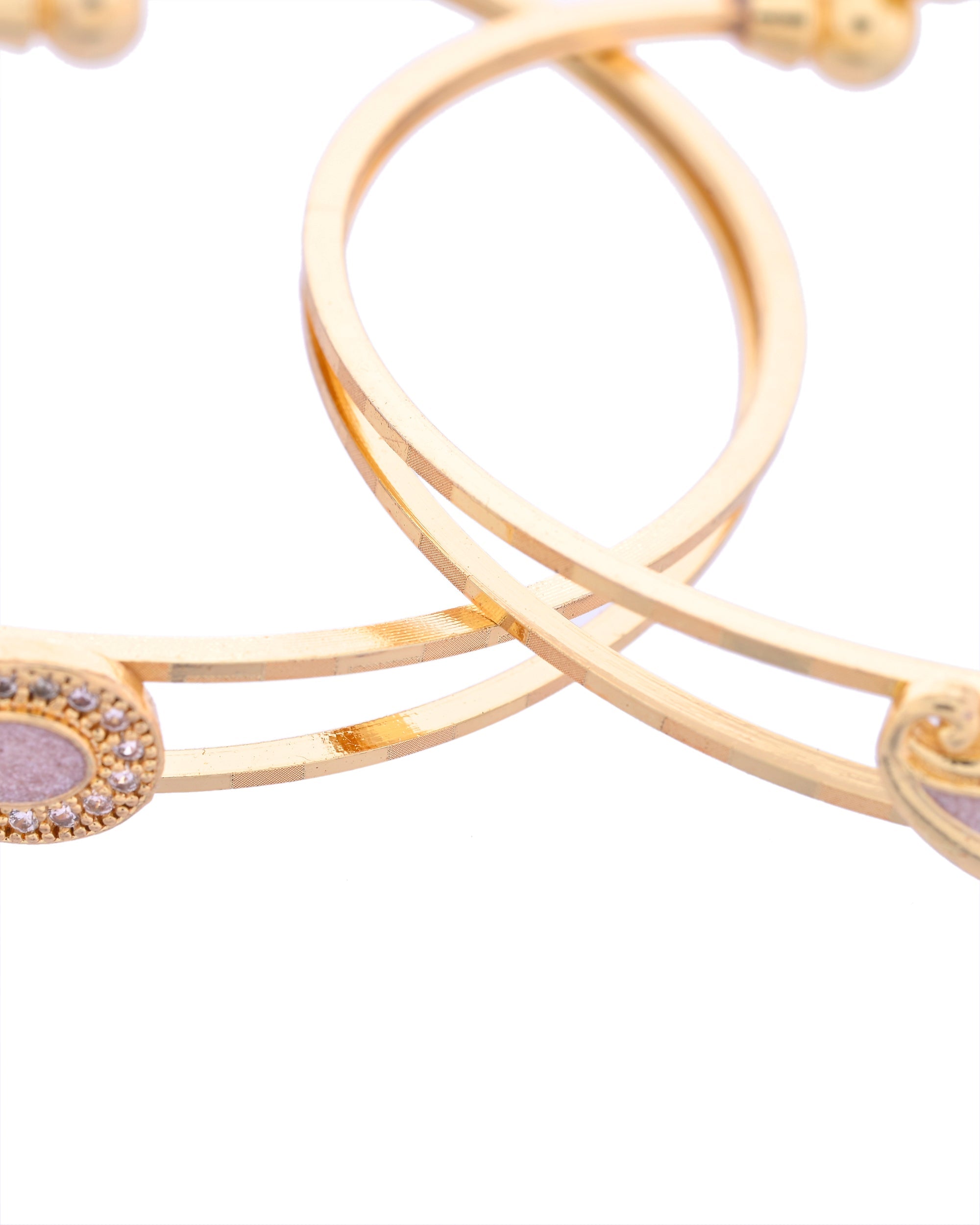 VOJ Set of 2 Gold-Polished AD Stone Studded Classic Bangles - Distacart