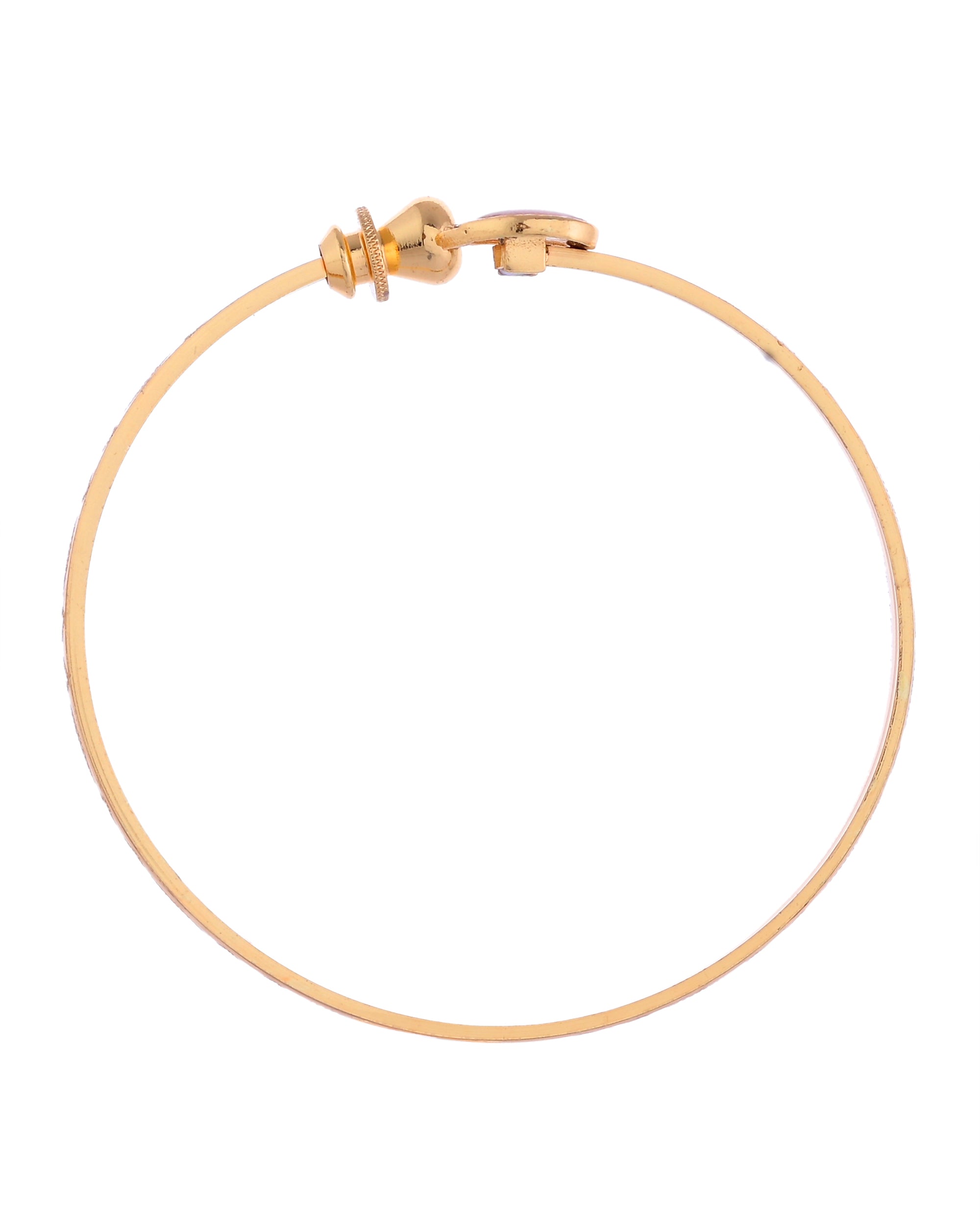 VOJ Set of 2 Gold-Polished Stone Studded Heart Shaped Bangles - Distacart