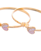 VOJ Set of 2 Gold-Polished Stone Studded Heart Shaped Bangles - Distacart