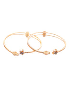 VOJ Set of 2 Gold-Polished Multi Colour Stone Studded Star Shaped Bangles - Distacart