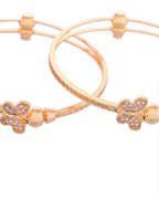 VOJ Set of 2 Gold-Polished AD Stones Butterfly Shaped Bangles - Distacart