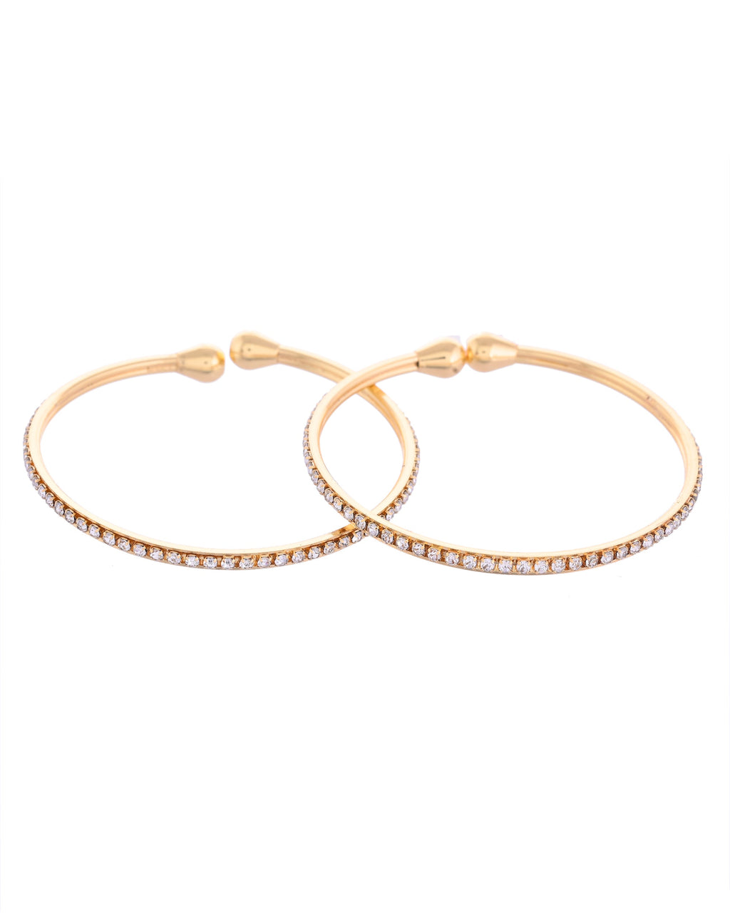 VOJ Set of 2 Gold-Polished AD Stones Studded Minimal Bangles - Distacart